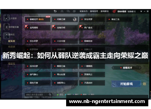 新秀崛起:如何从弱队逆袭成霸主走向荣耀之巅 新秀崛起:如何从弱队逆袭成霸主走向荣耀之巅