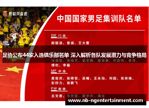 足协公布44家入选俱乐部名单 深入解析各队发展潜力与竞争格局
